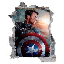 Vinilos capitán américa pared rota 3d